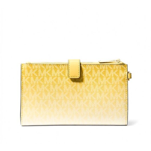 New Michael Kors Jet Set Travel Double Zip Wristlet Wallet Daisy Yellow - Picture 3 of 3
